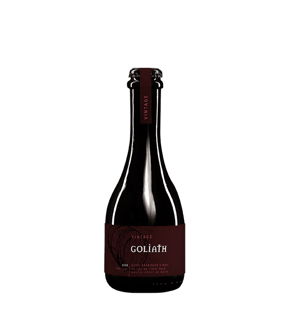 Fles 33cl-Mooi design - Goliath Blond 6 maanden gefermenteerd in Pinot Noir Hautes Côtes de Nuits vaten.